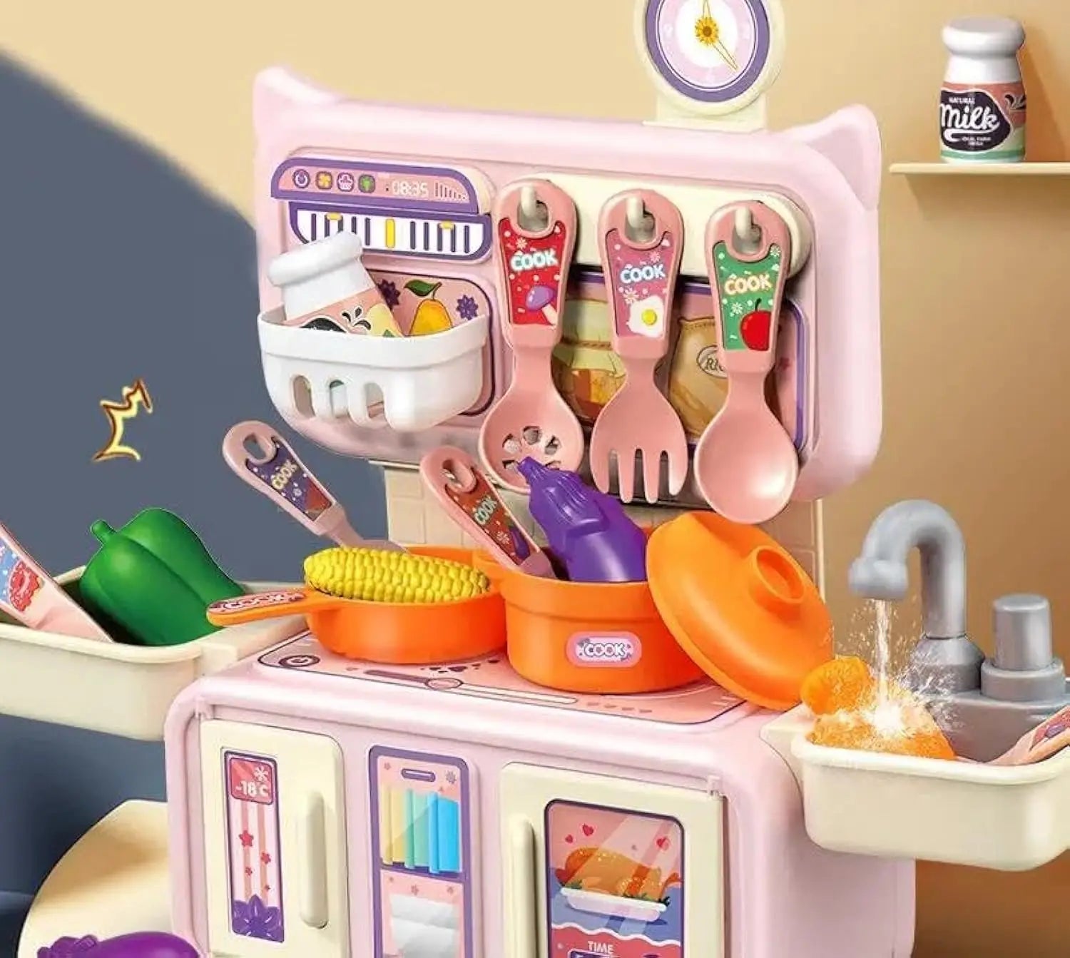 Plastic Pretend Play Kitchen Toy Set for Children – 13-Piece Mini Kitchen Playset