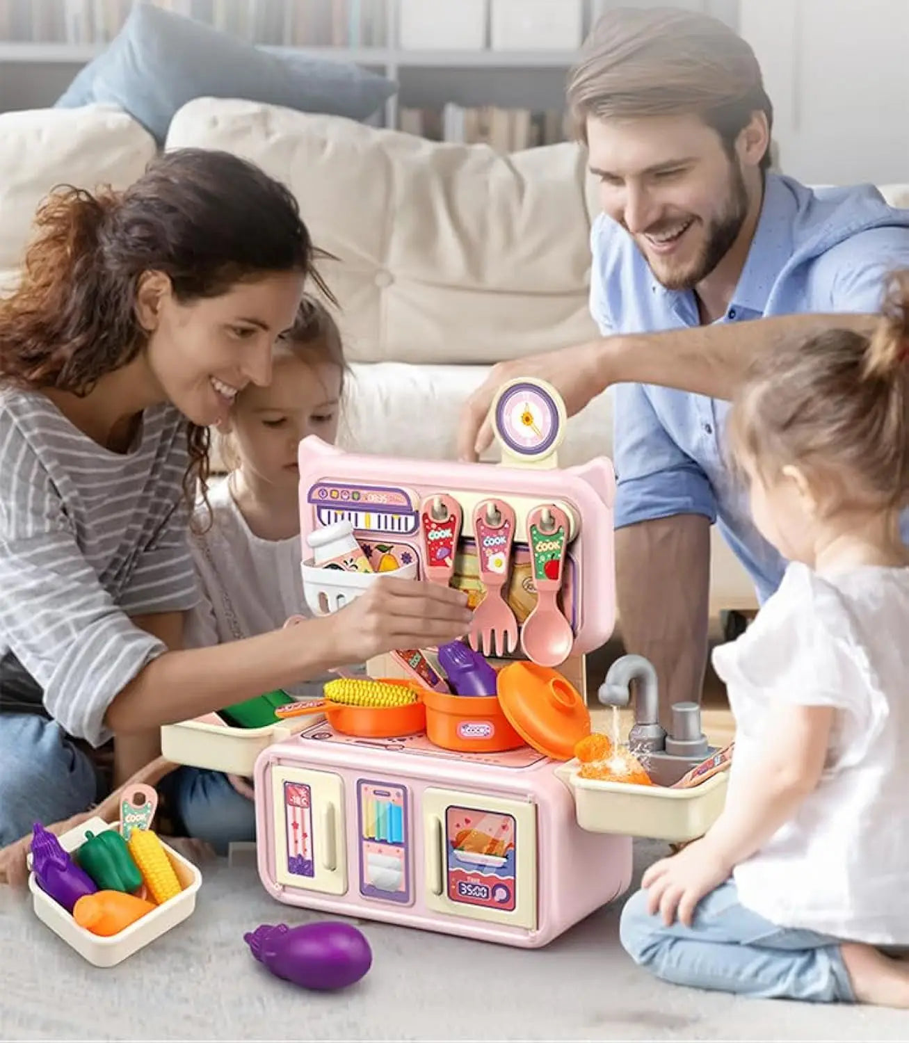 Plastic Pretend Play Kitchen Toy Set for Children – 13-Piece Mini Kitchen Playset