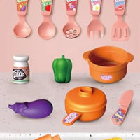 HKM-361363 Plastic Pretend Play Kitchen Toy Set for Children – 13-Piece Mini Kitchen Playset