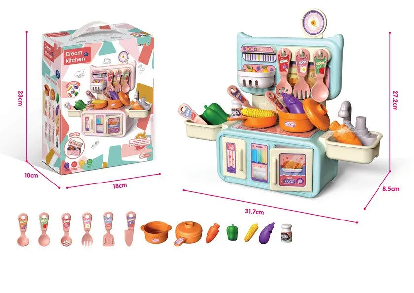 Plastic Pretend Play Kitchen Toy Set for Children – 13-Piece Mini Kitchen Playset