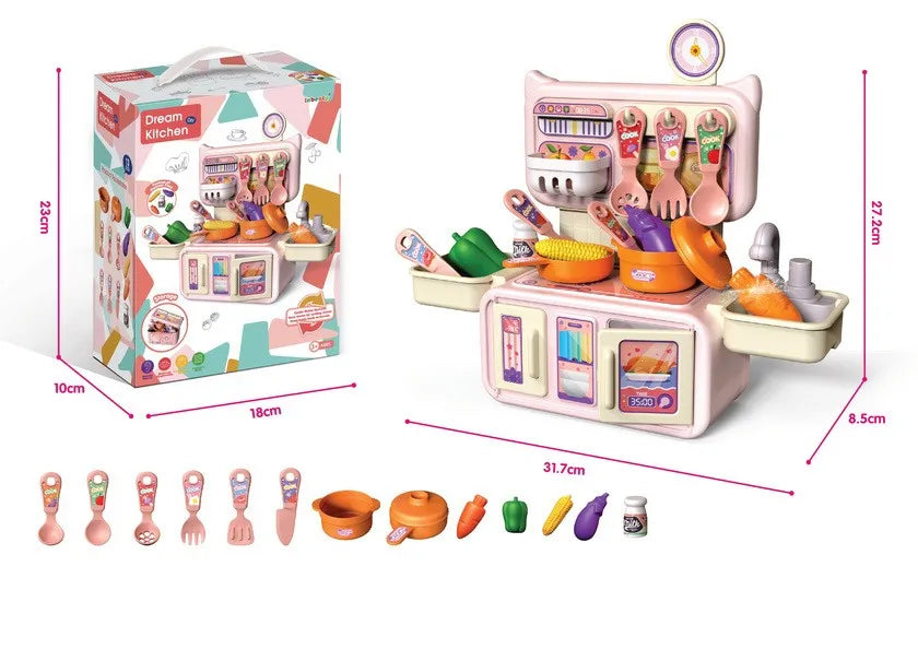 Plastic Pretend Play Kitchen Toy Set for Children – 13-Piece Mini Kitchen Playset