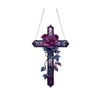 HKM-361491 Purple Cross Acrylic Wall Decoration for Bedroom or Study - Waterproof and Durable Design