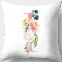 HKM-361619 Single-Sided Digital Printing Peach Skin Pillowcase – 45cm x 45cm with Letter Flowers Design