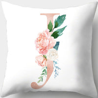HKM-361619 Single-Sided Digital Printing Peach Skin Pillowcase – 45cm x 45cm with Letter Flowers Design