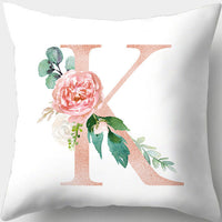 HKM-361619 Single-Sided Digital Printing Peach Skin Pillowcase – 45cm x 45cm with Letter Flowers Design