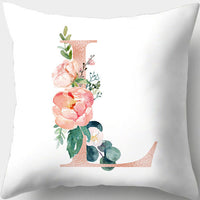 HKM-361619 Single-Sided Digital Printing Peach Skin Pillowcase – 45cm x 45cm with Letter Flowers Design