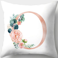 HKM-361619 Single-Sided Digital Printing Peach Skin Pillowcase – 45cm x 45cm with Letter Flowers Design