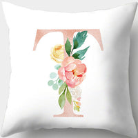 HKM-361619 Single-Sided Digital Printing Peach Skin Pillowcase – 45cm x 45cm with Letter Flowers Design