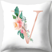 HKM-361619 Single-Sided Digital Printing Peach Skin Pillowcase – 45cm x 45cm with Letter Flowers Design