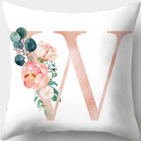 HKM-361619 Single-Sided Digital Printing Peach Skin Pillowcase – 45cm x 45cm with Letter Flowers Design