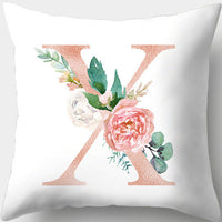 HKM-361619 Single-Sided Digital Printing Peach Skin Pillowcase – 45cm x 45cm with Letter Flowers Design