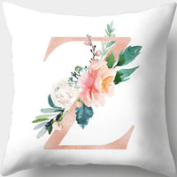 HKM-361619 Single-Sided Digital Printing Peach Skin Pillowcase – 45cm x 45cm with Letter Flowers Design