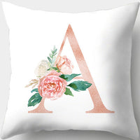 HKM-361619 Single-Sided Digital Printing Peach Skin Pillowcase – 45cm x 45cm with Letter Flowers Design