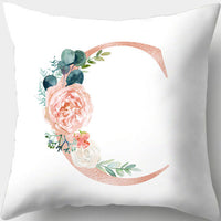 HKM-361619 Single-Sided Digital Printing Peach Skin Pillowcase – 45cm x 45cm with Letter Flowers Design
