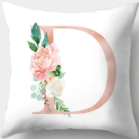 HKM-361619 Single-Sided Digital Printing Peach Skin Pillowcase – 45cm x 45cm with Letter Flowers Design