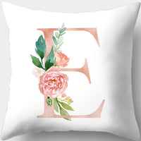 HKM-361619 Single-Sided Digital Printing Peach Skin Pillowcase – 45cm x 45cm with Letter Flowers Design