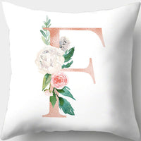HKM-361619 Single-Sided Digital Printing Peach Skin Pillowcase – 45cm x 45cm with Letter Flowers Design