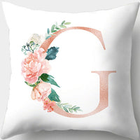HKM-361619 Single-Sided Digital Printing Peach Skin Pillowcase – 45cm x 45cm with Letter Flowers Design
