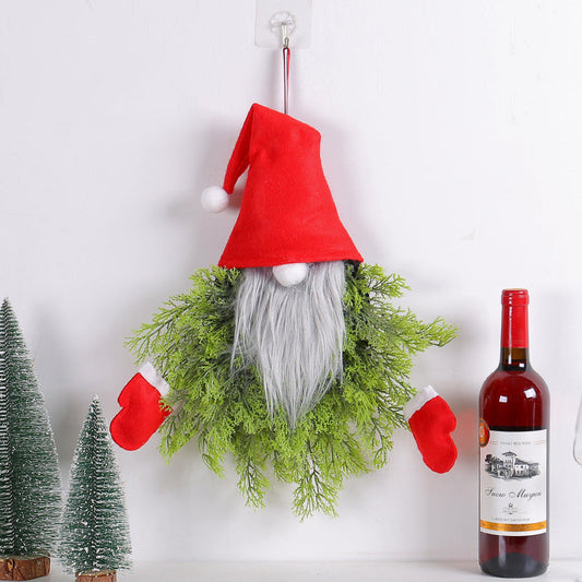 HKM-361683 Luminous Faceless Old Man Christmas Garland for Creative Door Hanging, Green Grass Hat, 40x5x55cm