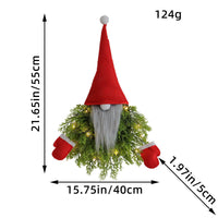 HKM-361683 Luminous Faceless Old Man Christmas Garland for Creative Door Hanging, Green Grass Hat, 40x5x55cm