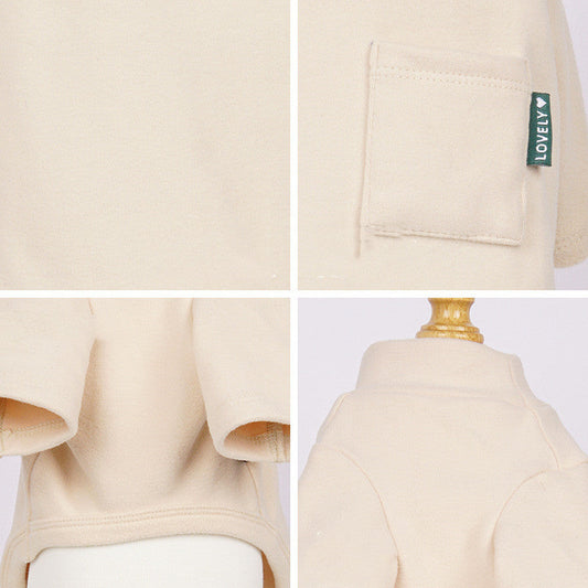 HKM-361811 Warm Thickened Sweatshirt for Dogs and Cats - Fashion Minimalist in Pink, Light Blue, Gray, Beige