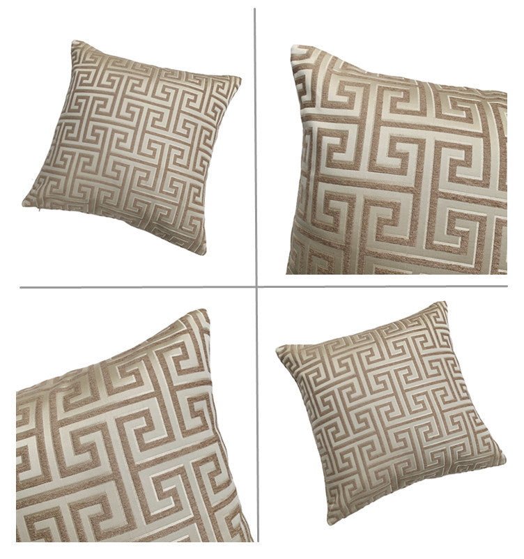 HKM-361939 Jacquard Yarn Dyed Chenille Cushion Cover - 45x45cm Decorative Pillow Case in Gold, Fluorescent Green, Beige, Dark Beige