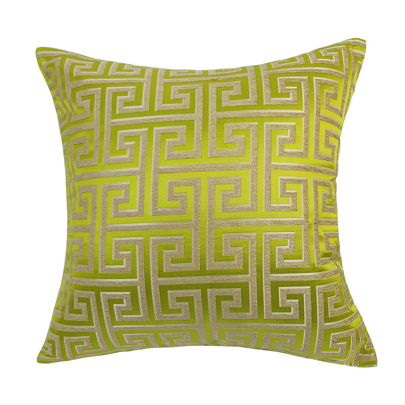 HKM-361939 Jacquard Yarn Dyed Chenille Cushion Cover - 45x45cm Decorative Pillow Case in Gold, Fluorescent Green, Beige, Dark Beige