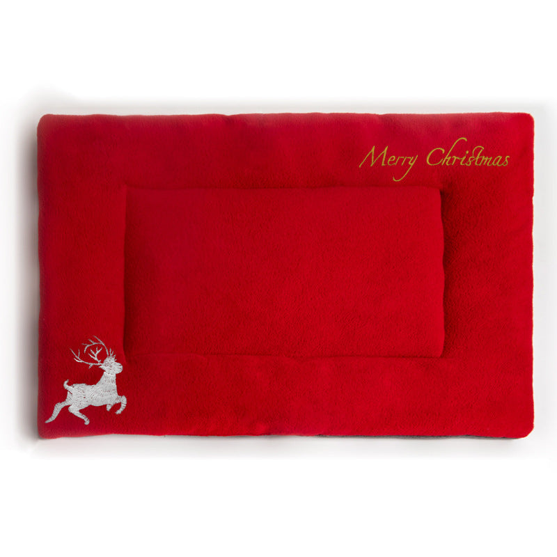 HKM-362003 Super Soft Christmas Pet Mat in Red - Cozy and Comfortable for All Pet Sizes