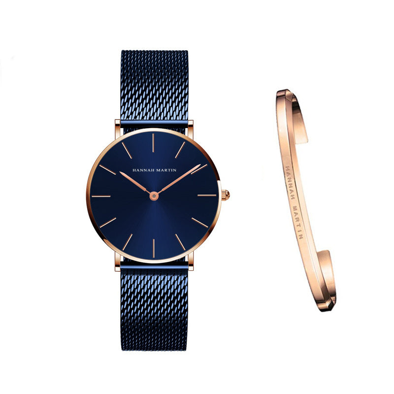 HKM-362131 Stainless Steel Mesh Women's Watch, 36mm Round Dial, Waterproof, Quartz Movement, Rose Gold