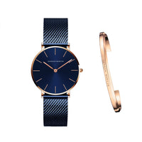 HKM-362131 Stainless Steel Mesh Women's Watch, 36mm Round Dial, Waterproof, Quartz Movement, Rose Gold