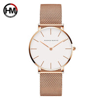 HKM-362131 Stainless Steel Mesh Women's Watch, 36mm Round Dial, Waterproof, Quartz Movement, Rose Gold