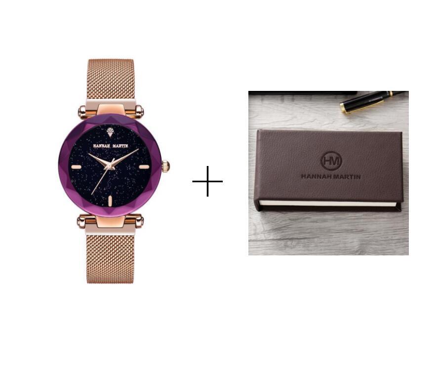 HKM-362131 Stainless Steel Mesh Women's Watch, 36mm Round Dial, Waterproof, Quartz Movement, Rose Gold