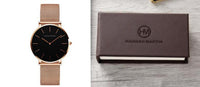 HKM-362131 Stainless Steel Mesh Women's Watch, 36mm Round Dial, Waterproof, Quartz Movement, Rose Gold