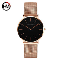 HKM-362131 Stainless Steel Mesh Women's Watch, 36mm Round Dial, Waterproof, Quartz Movement, Rose Gold