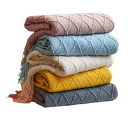 HKM-362323 Nordic Knitted Imitation Cashmere Blanket - Four Seasons Versatile Throw in Multiple Colors