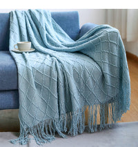 HKM-362323 Nordic Knitted Imitation Cashmere Blanket - Four Seasons Versatile Throw in Multiple Colors
