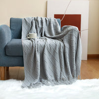 HKM-362323 Nordic Knitted Imitation Cashmere Blanket - Four Seasons Versatile Throw in Multiple Colors