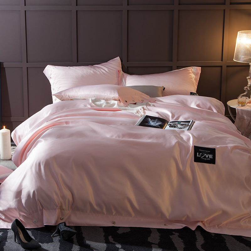 HKM-362387 Cotton Four-Piece Bedding Set with Soft Silk-Like Finish for 1.5m, 1.8m, and 2.0m Beds
