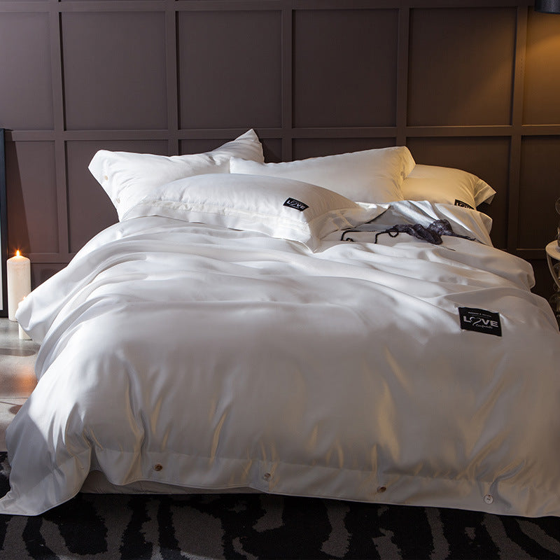 HKM-362387 Cotton Four-Piece Bedding Set with Soft Silk-Like Finish for 1.5m, 1.8m, and 2.0m Beds