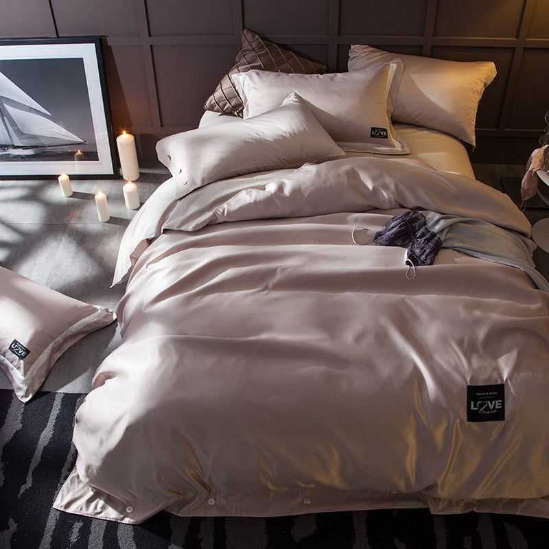 HKM-362387 Cotton Four-Piece Bedding Set with Soft Silk-Like Finish for 1.5m, 1.8m, and 2.0m Beds