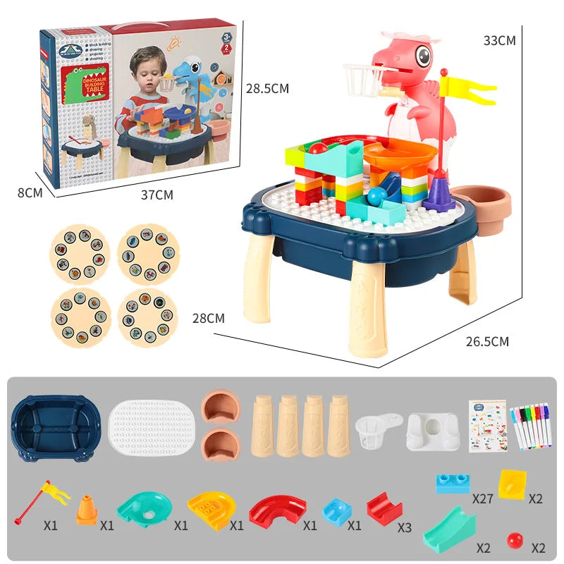 KTX-362387 Dinosaur Projection Drawing Toy with Building Blocks for Kids Indoor Basketball Game