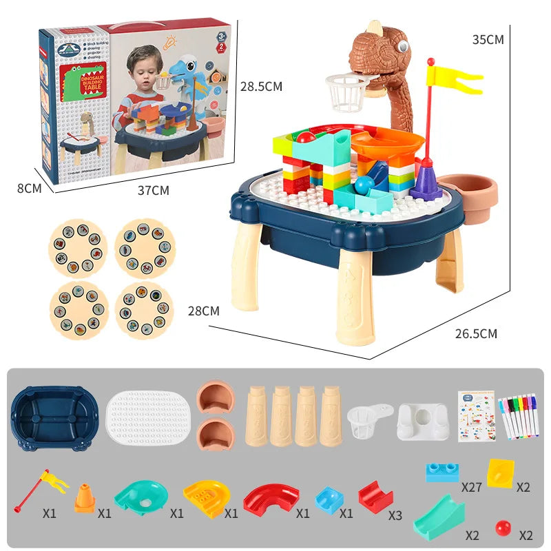KTX-362387 Dinosaur Projection Drawing Toy with Building Blocks for Kids Indoor Basketball Game