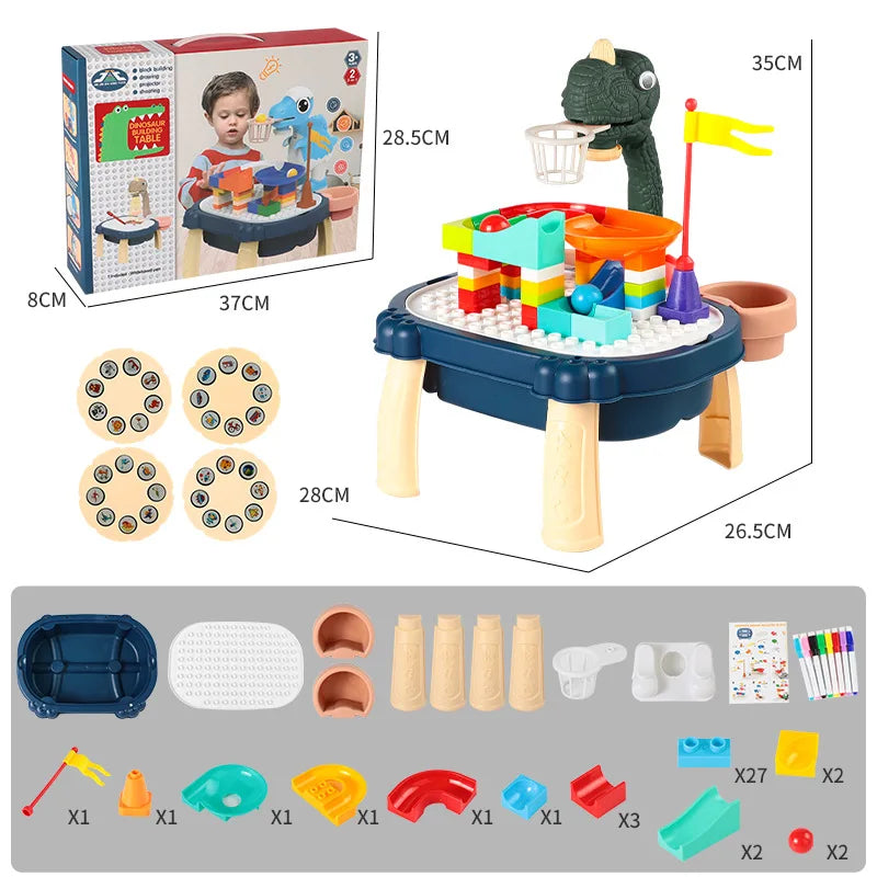 KTX-362387 Dinosaur Projection Drawing Toy with Building Blocks for Kids Indoor Basketball Game