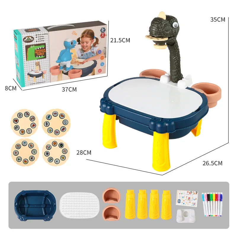 KTX-362387 Dinosaur Projection Drawing Toy with Building Blocks for Kids Indoor Basketball Game