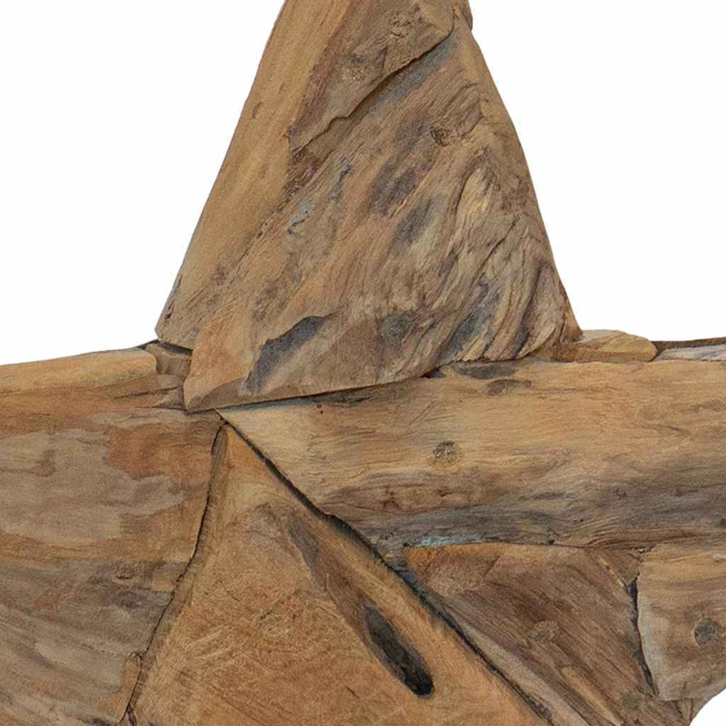 HKM-362515 Teak Wood Poinsettia Christmas Decoration - Rustic Indoor Ornament, 45 x 5 x 60 cm