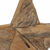 HKM-362515 Teak Wood Poinsettia Christmas Decoration - Rustic Indoor Ornament, 45 x 5 x 60 cm