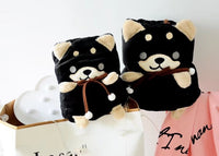 HKM-362707 Shiba Inu Flannel Air Conditioning Blanket - Small Doll Design - Two Sizes Available