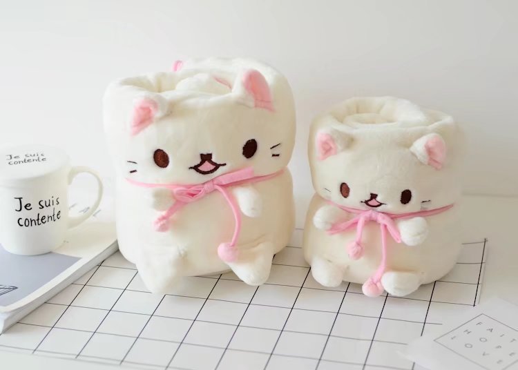 HKM-362707 Shiba Inu Flannel Air Conditioning Blanket - Small Doll Design - Two Sizes Available