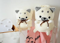 HKM-362707 Shiba Inu Flannel Air Conditioning Blanket - Small Doll Design - Two Sizes Available