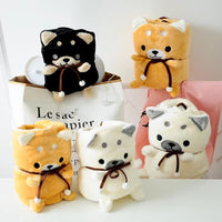 HKM-362707 Shiba Inu Flannel Air Conditioning Blanket - Small Doll Design - Two Sizes Available